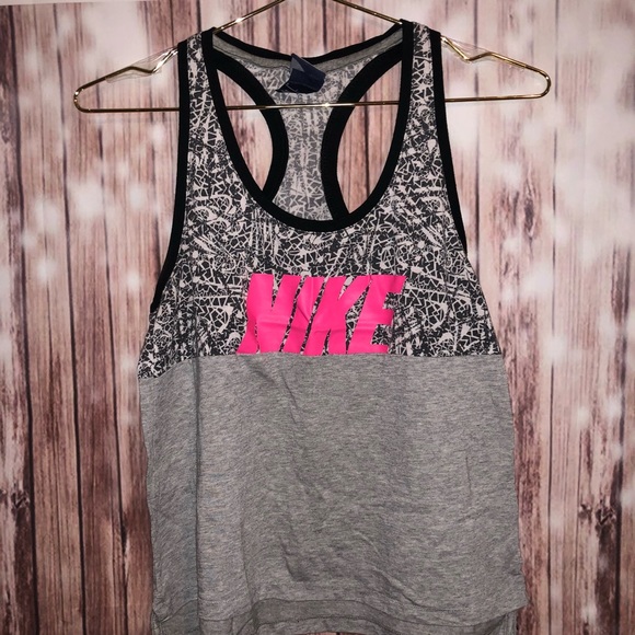 Nike tank 80s design hot pink grey S razor back - Picture 1 of 5